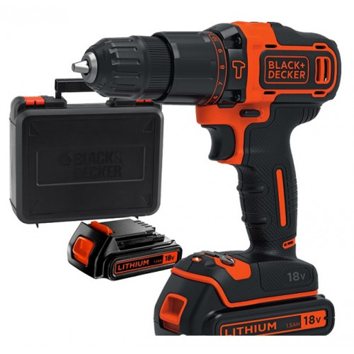 AKUMULIATORINIS SMŪGINIS GRĘŽTUVAS BLACK DECKER BDCHD18KB 18V / 2 x 1,5AH