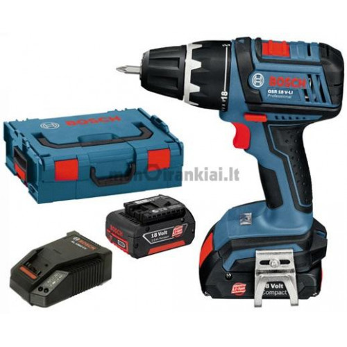 Akumuliatornis suktuvas-gręžtuvas Bosch GSR 18-2-LI Professional (2x2.0 Ah) 18 V-20