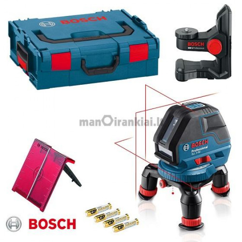 Linijinis lazerinis nivelyras Bosch GLL 3-50 + laikiklis BM 1